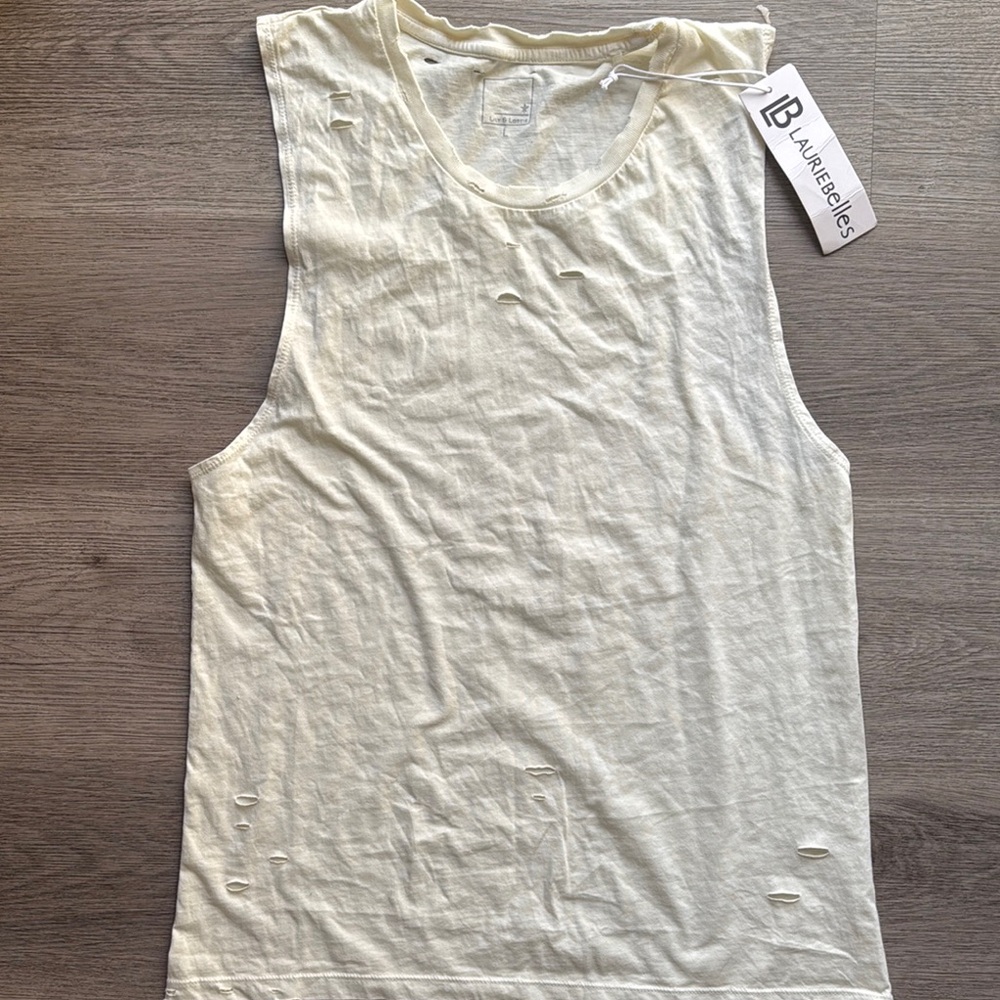 Lauriebelles Distressed Sleeveless Top - Cream